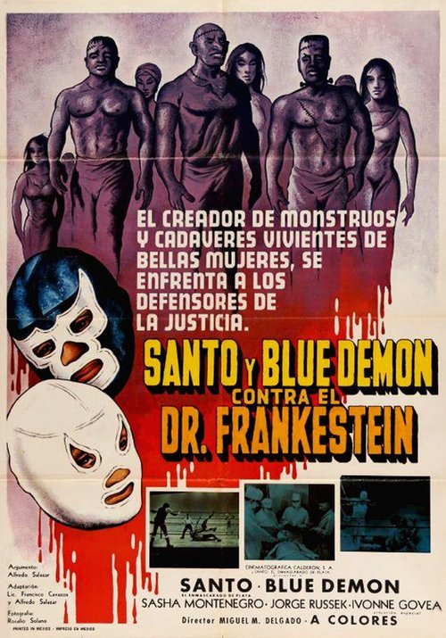 Promotional poster/image for Santo and Blue Demon vs. Dr. Frankenstein