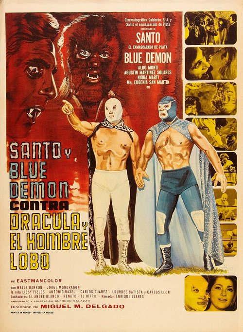 Promotional poster/image for Santo and Blue Demon vs. Dracula and the Wolf Man